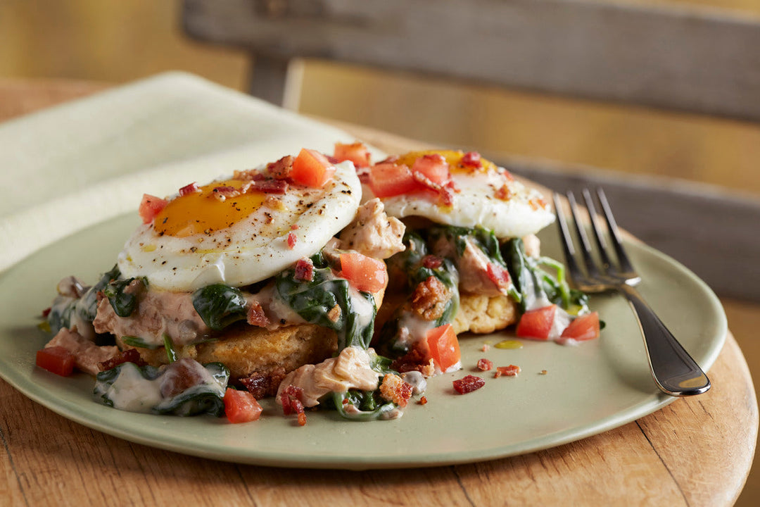 Smoked Salmon Benedict with Bacon and Creamed Spinach