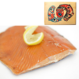 8 oz Sockeye Smoked Salmon in Traditional Two Salmon Design Wood Box