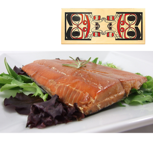 16 oz Natural Smoked Salmon in Totem Design Wood Box
