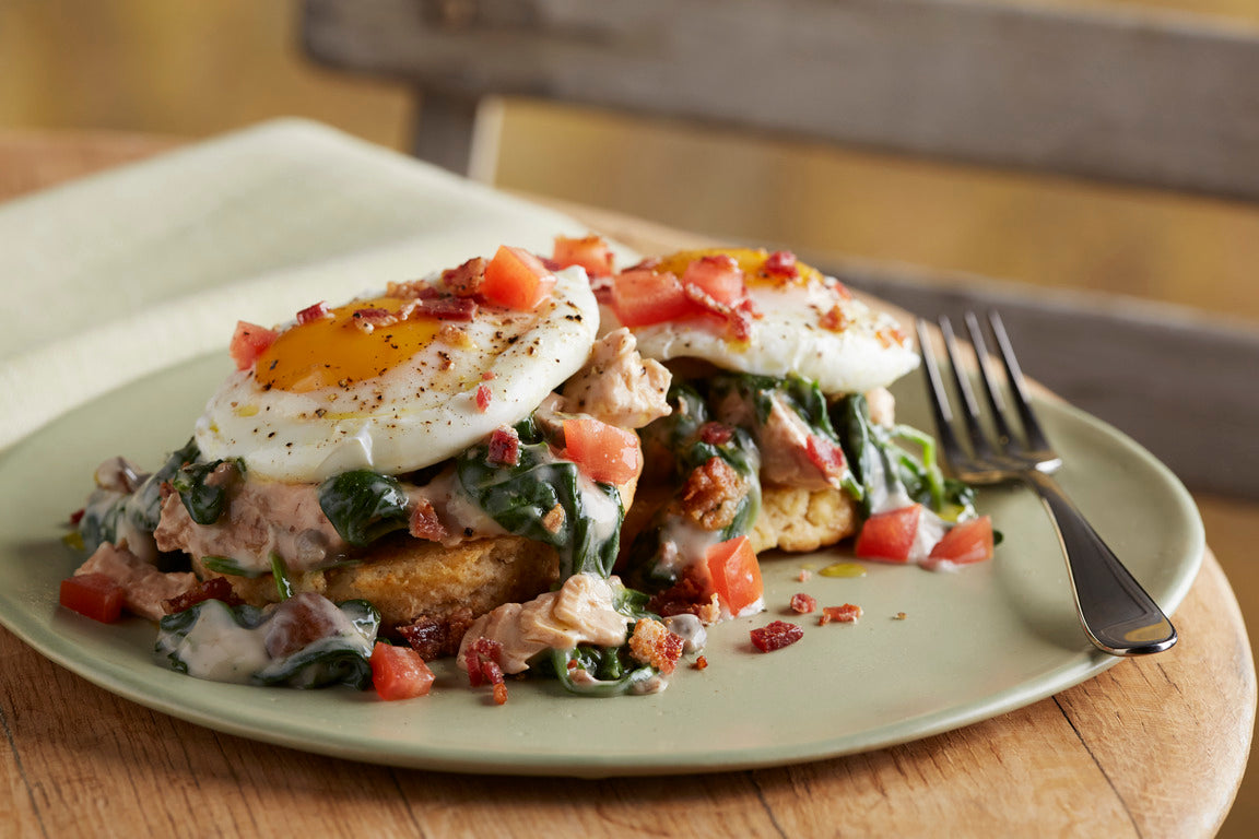 Smoked Salmon Benedict with Bacon and Creamed Spinach