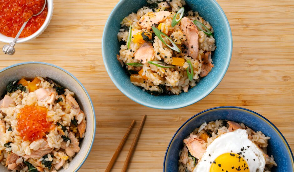 One Pot Rice Cooker Smoked Salmon Bowl