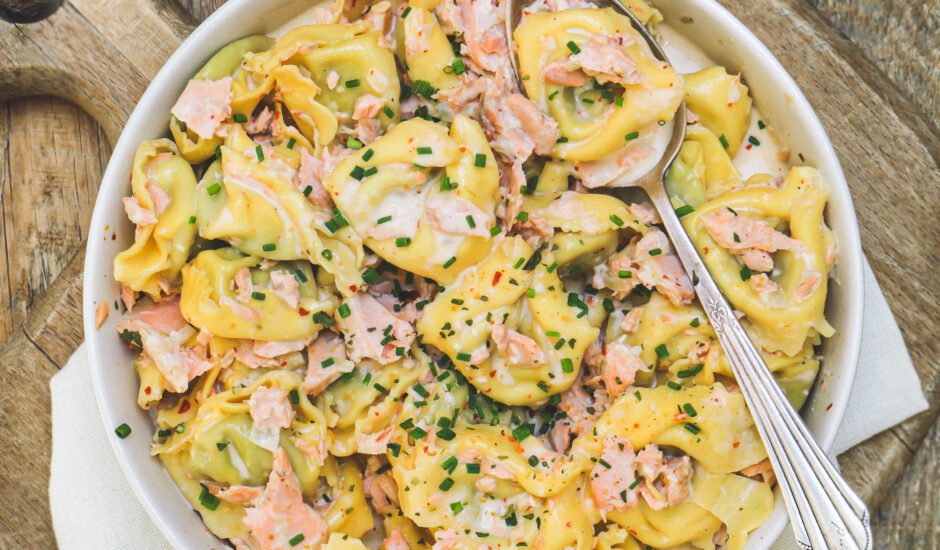 Smoked Salmon with Tortellini in Cream Sauce