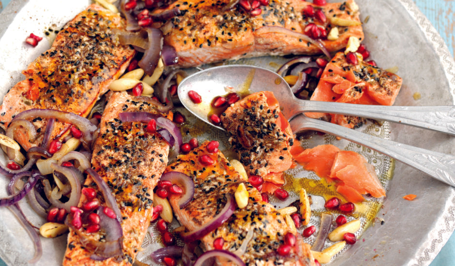 Smoked Salmon Sharing Platter with Middle Eastern Flavors