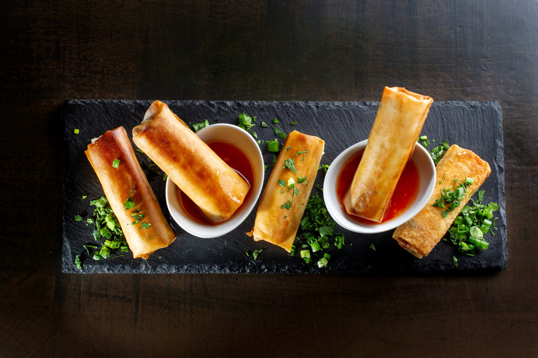 Smoked Salmon Spring Rolls with Mandarin Dipping Sauces