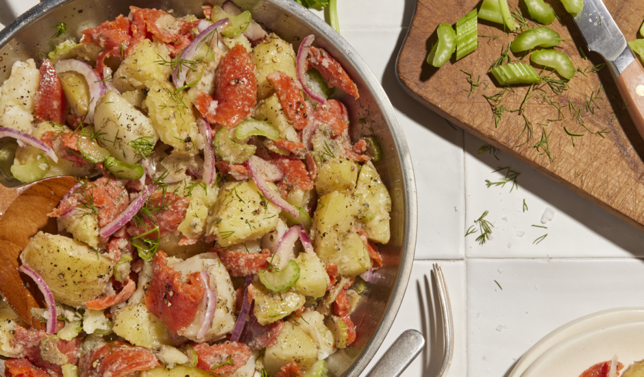 German Potato Salad with Smoked Salmon