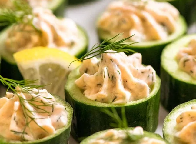 Cucumber Canapes with Salmon Spread