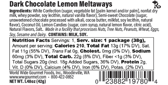 1.35 oz Dark Chocolate Lemon Meltaways