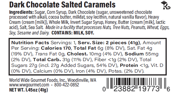 1.35 oz Dark Chocolate Salted Caramels