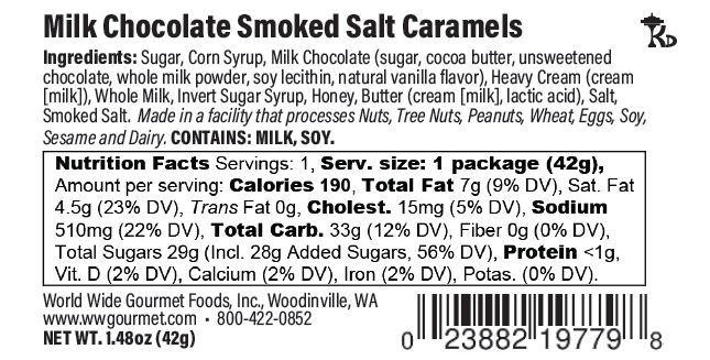 1.35 oz Milk Chocolate Salted Caramels