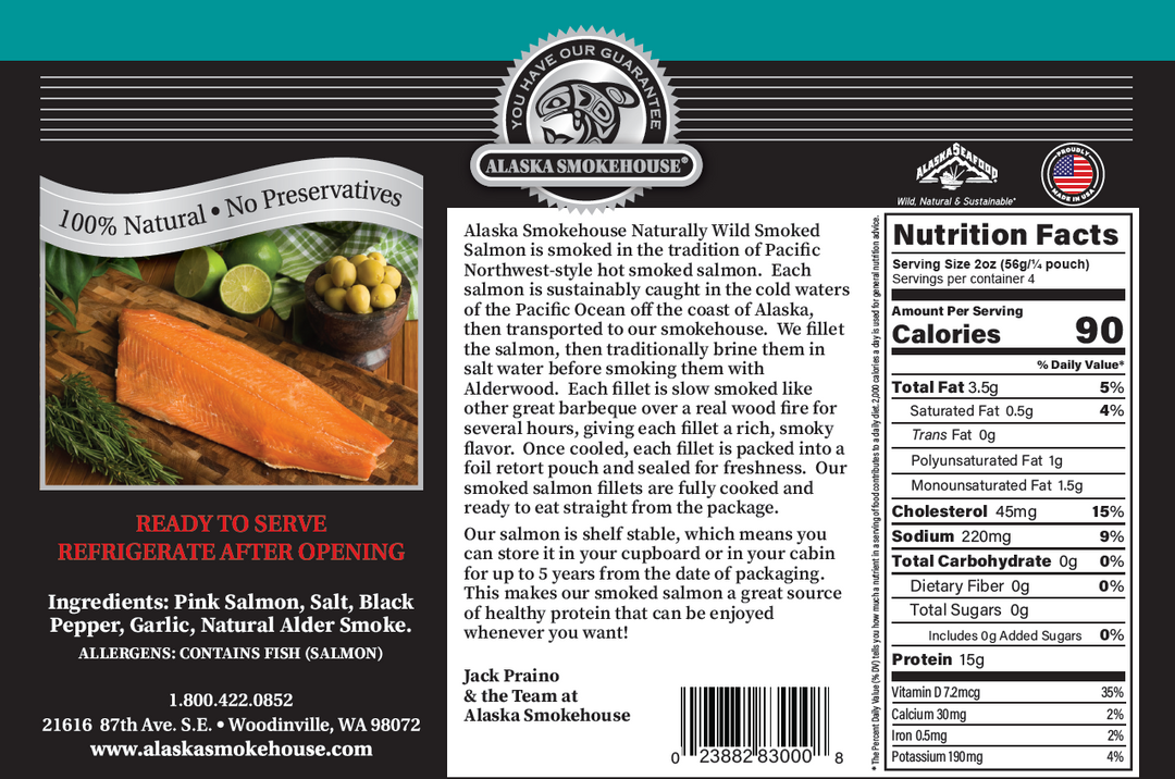 8 oz Pepper Garlic Smoked Salmon in Black Gift Box