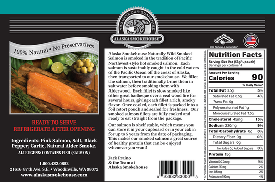 8 oz Pepper Garlic Smoked Salmon in Black Gift Box