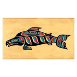 8 oz Natural Smoked Salmon in Three Color Fish Design Wood Box