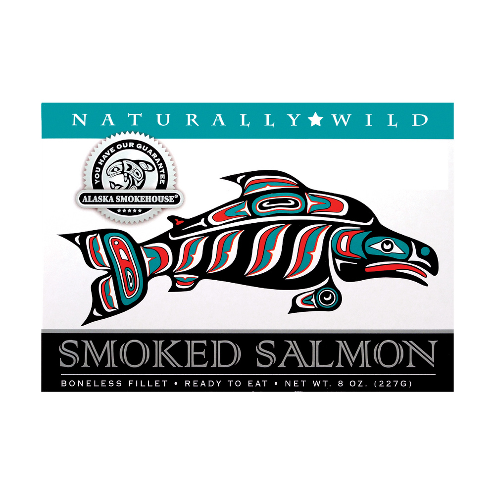 8 oz Natural Smoked Salmon in White Gift Box