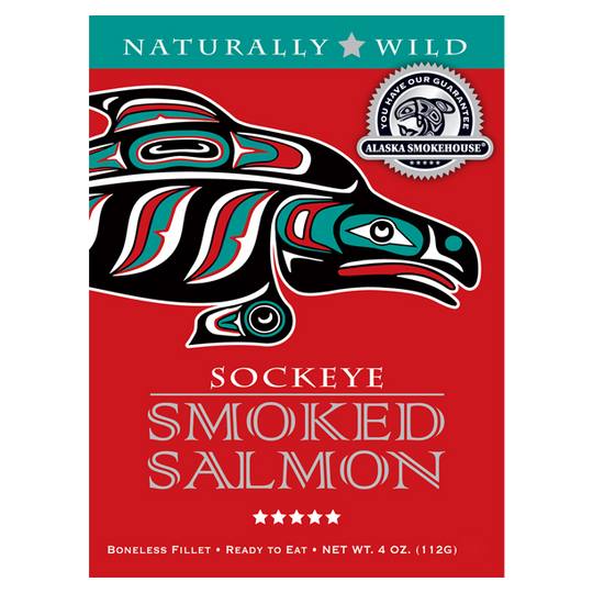 4 oz Sockeye Smoked Salmon in Red Gift Box
