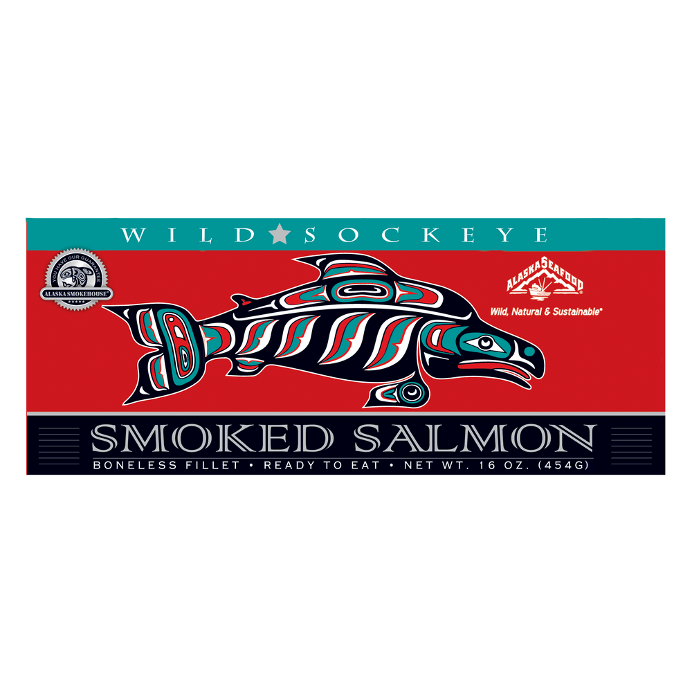 16 oz Smoked Sockeye Salmon Fillet in Red Gift Box