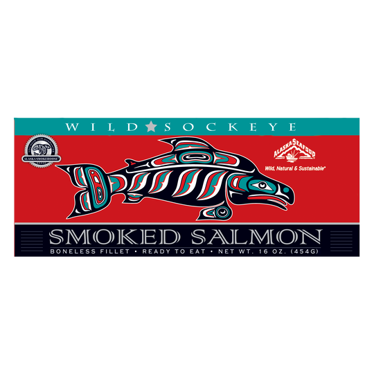 16 oz Smoked Sockeye Salmon Fillet in Red Gift Box