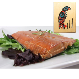 8 oz Natural Smoked Salmon in Eagle Totem Design Wood Box