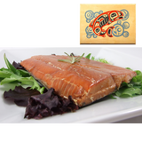 4 oz Natural Smoked Salmon in Salmon Bubbles Design Wood Box