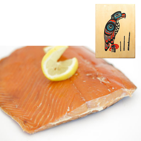 8 oz Sockeye Smoked Salmon in Eagle Totem Design Wood Box