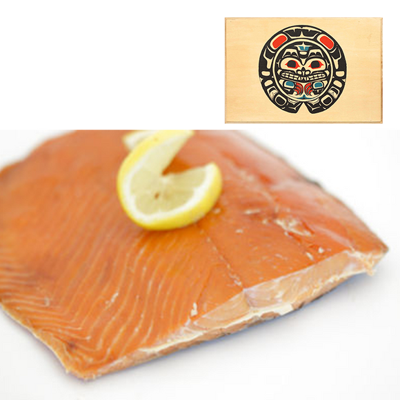 8 oz Sockeye Smoked Salmon in Traditional Bear Design Wood Box