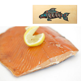 16 oz Sockeye Smoked Salmon in Three Color Fish Design Wood Box