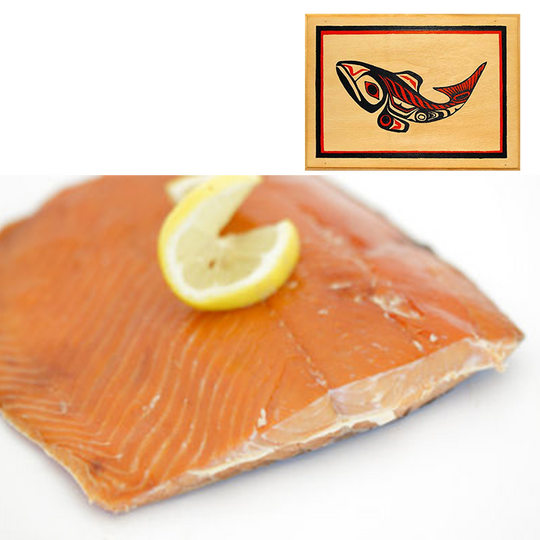 4 oz Sockeye Smoked Salmon in Traditional Fish Design Wood Box