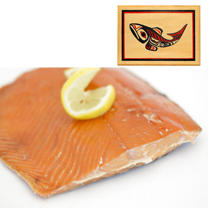 4 oz Sockeye Smoked Salmon in Traditional Fish Design Wood Box